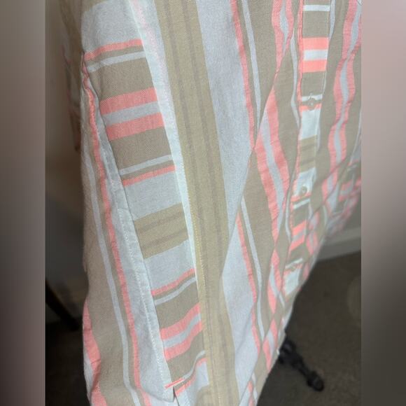 Vineyard Vines Womens 6 Peach Beige White Blouse Shirt Beach Coastal Core Ocean - Picture 3 of 8